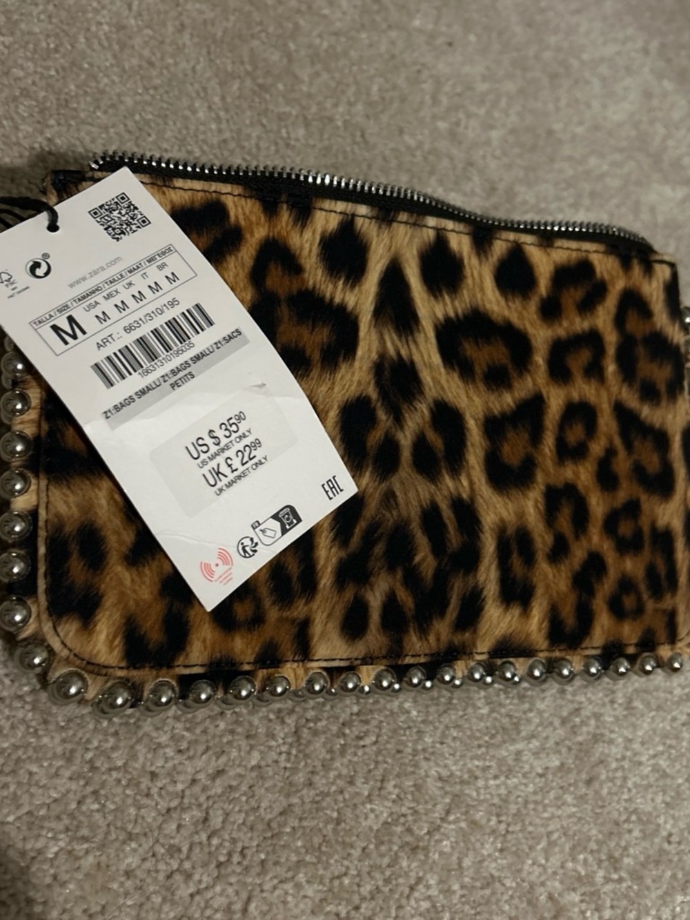 Zara Leopard Print Zip Clutch - Brown and Black